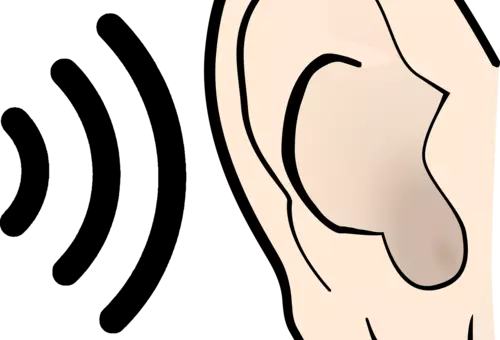 Ohr mit Schallwelle